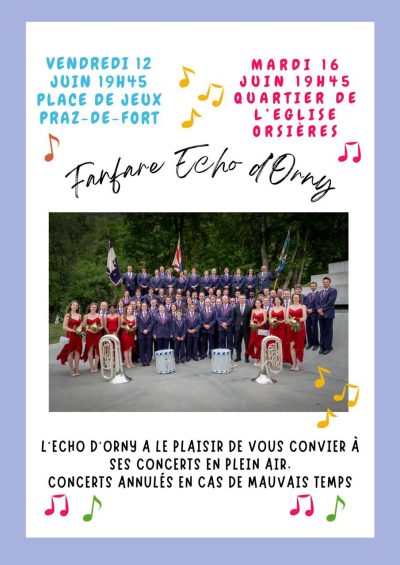 Concerts de place, 12 et 16 juins 2026